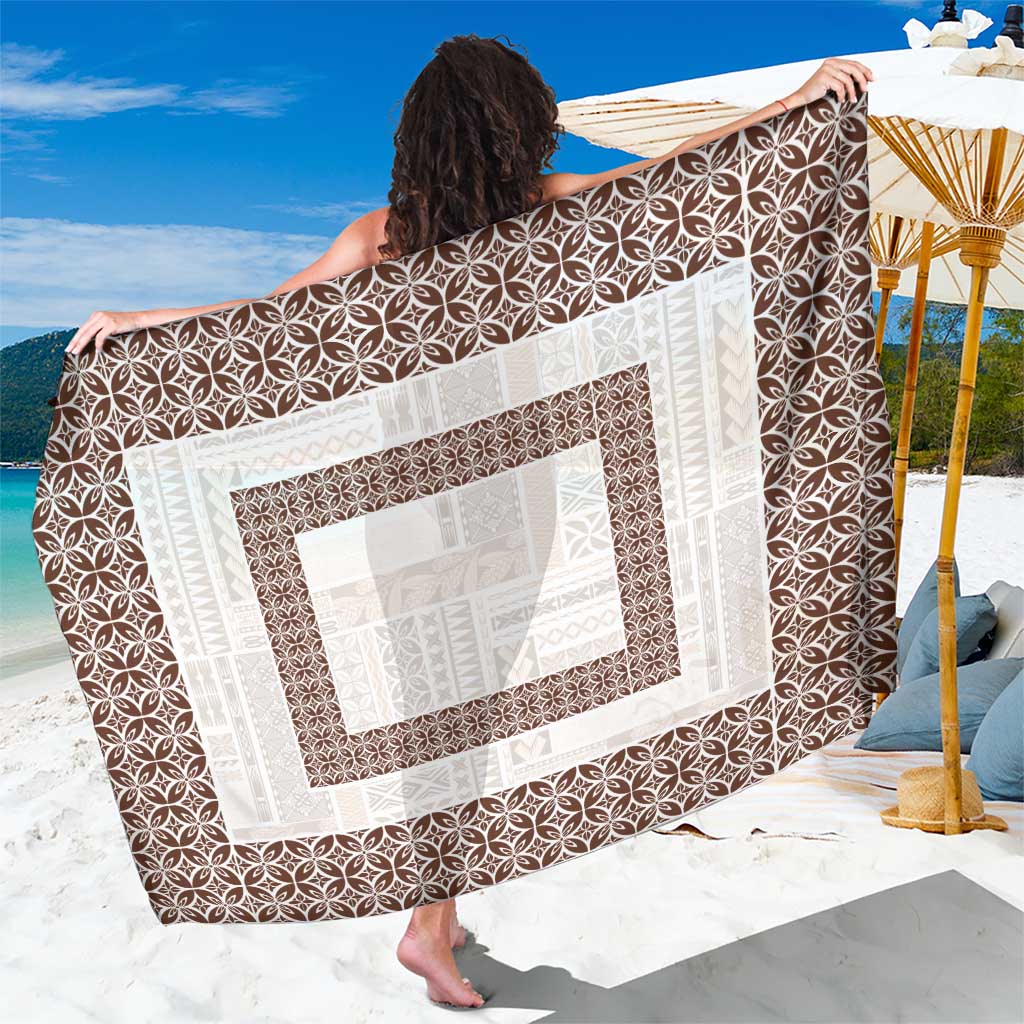 Samoa Siapo Brown Trimmed Sarong Samoa White Sunday - Polynesian Pride