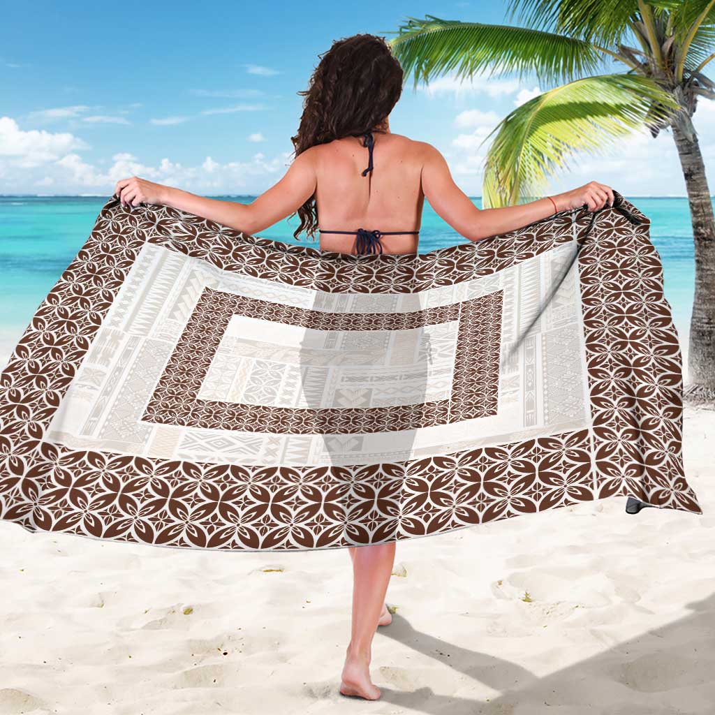Samoa Siapo Brown Trimmed Sarong Samoa White Sunday - Polynesian Pride