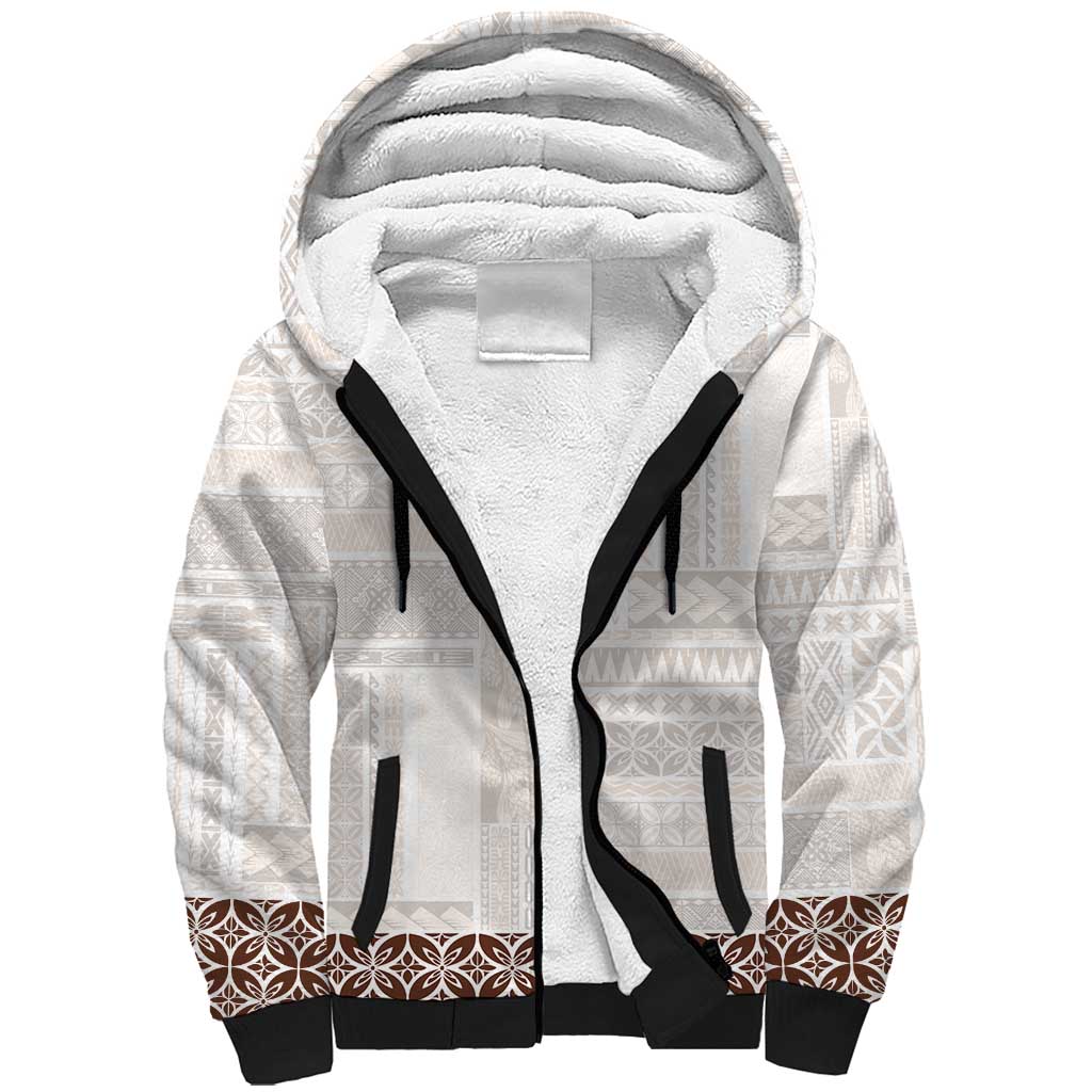 Samoa Siapo Brown Trimmed Sherpa Hoodie Samoa White Sunday - Polynesian Pride