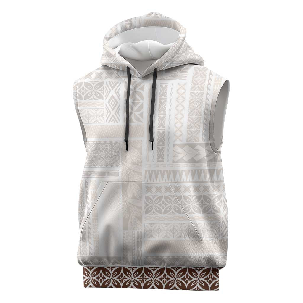 Samoa Siapo Brown Trimmed Sleeveless Hoodie Samoa White Sunday LT01 Brown - Polynesian Pride