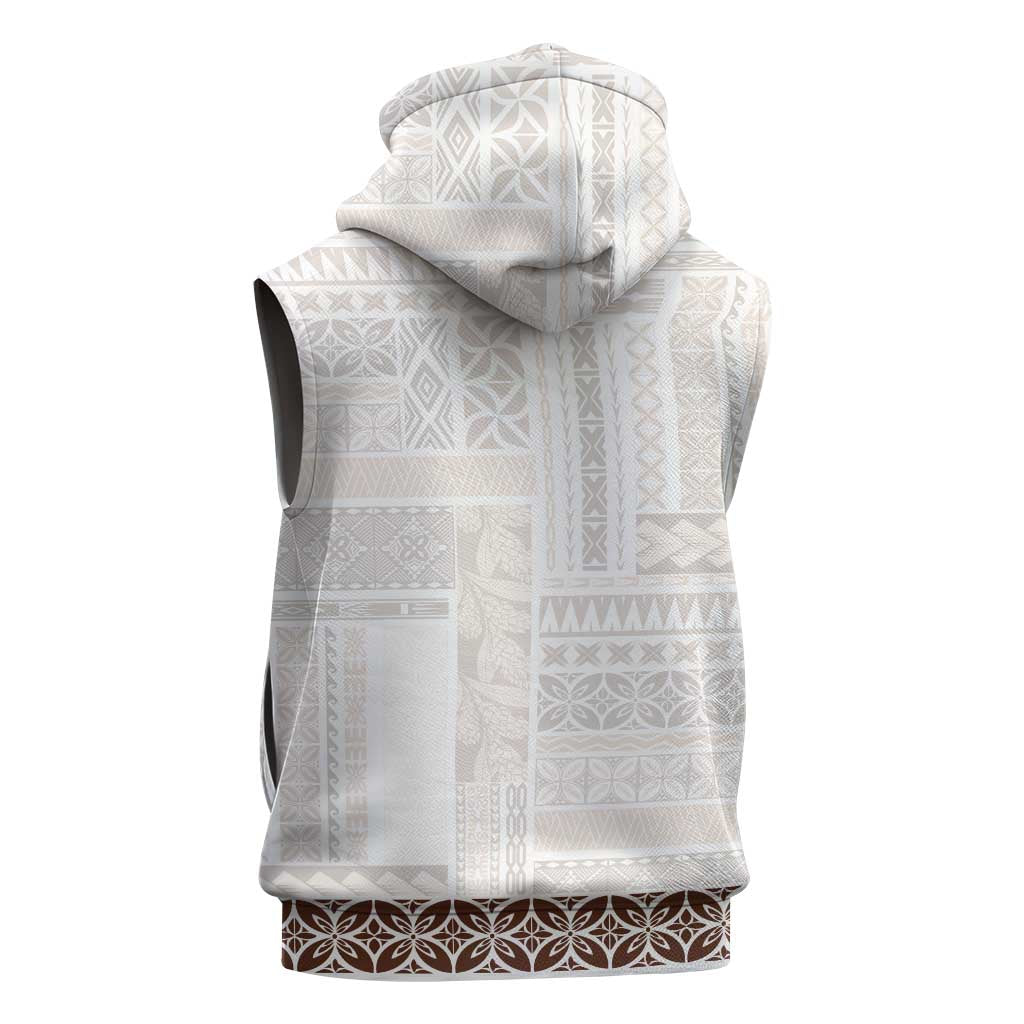 Samoa Siapo Brown Trimmed Sleeveless Hoodie Samoa White Sunday LT01 - Polynesian Pride