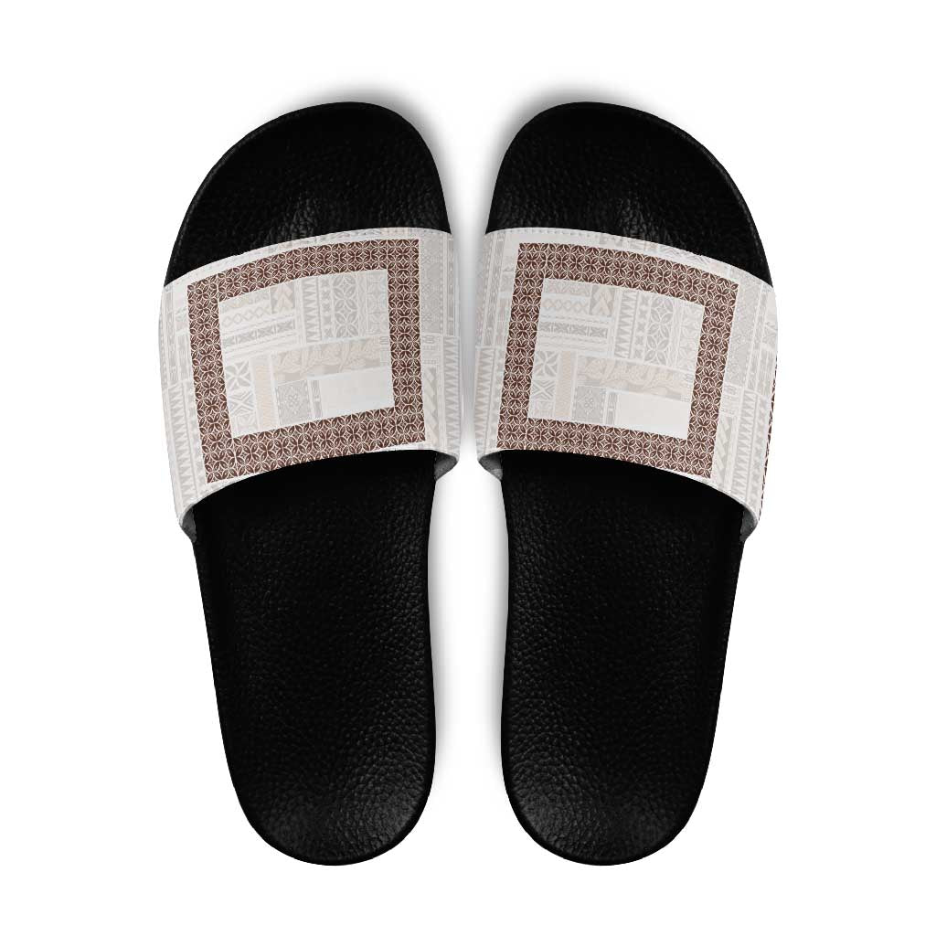 Samoa Siapo Brown Trimmed Slide Sandals Samoa White Sunday - Polynesian Pride