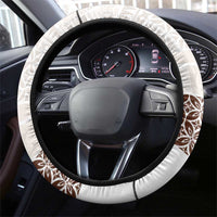 Samoa Siapo Brown Trimmed Steering Wheel Cover Samoa White Sunday - Polynesian Pride