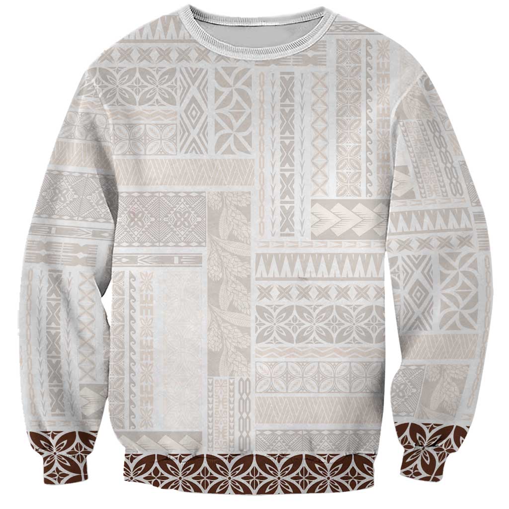 Samoa Siapo Brown Trimmed Sweatshirt Samoa White Sunday - Polynesian Pride