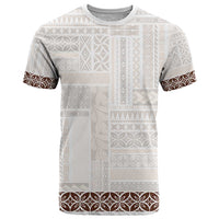 Samoa Siapo Brown Trimmed T Shirt Samoa White Sunday - Polynesian Pride