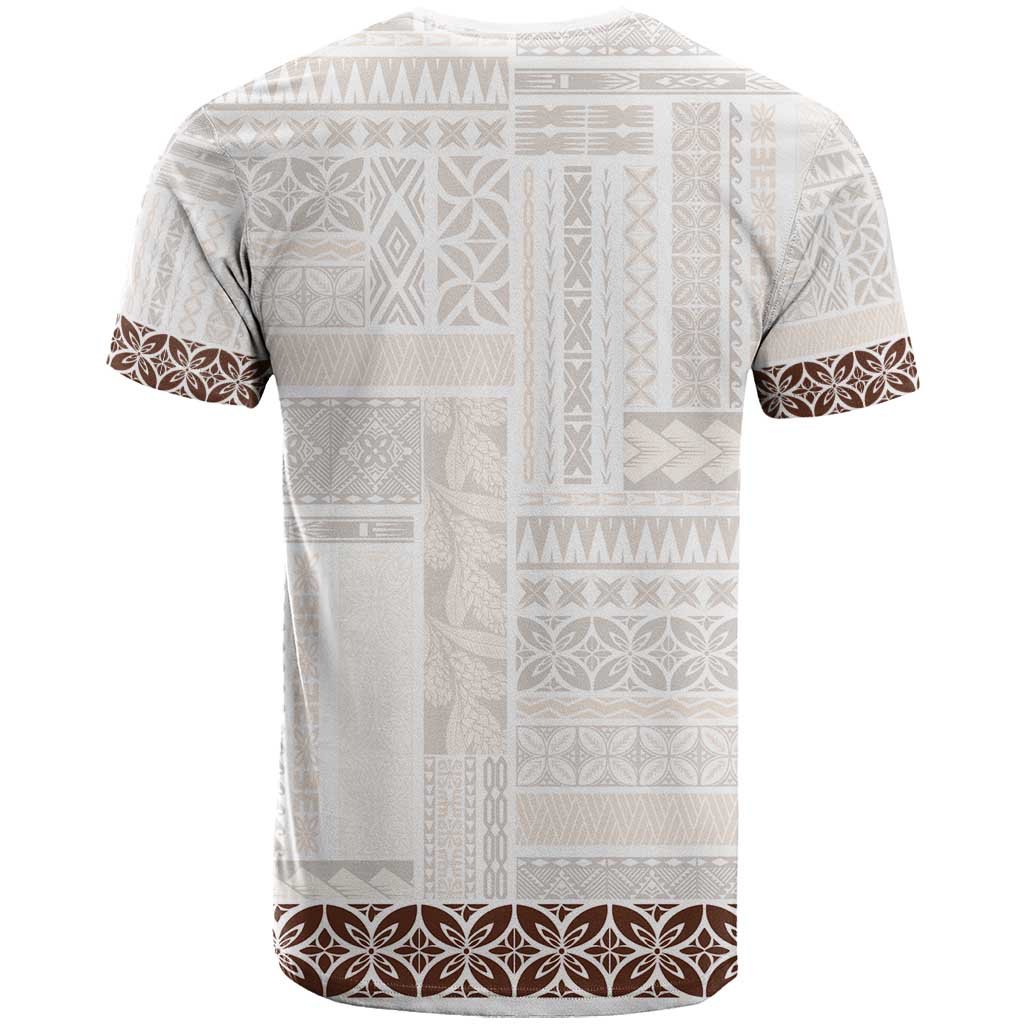 Samoa Siapo Brown Trimmed T Shirt Samoa White Sunday - Polynesian Pride