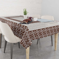Samoa Siapo Brown Trimmed Tablecloth Samoa White Sunday - Polynesian Pride