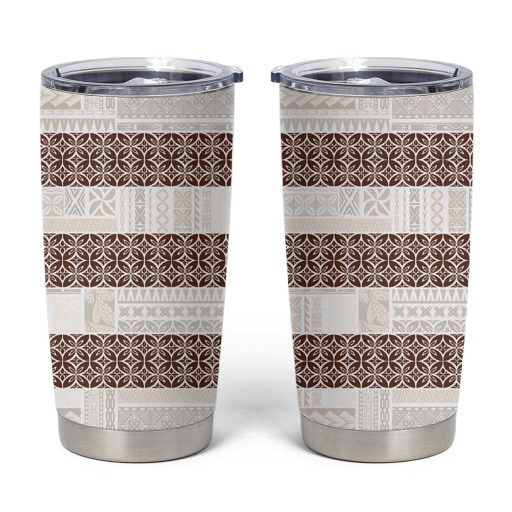 Samoa Siapo Brown Trimmed Tumbler Cup Samoa White Sunday - Polynesian Pride