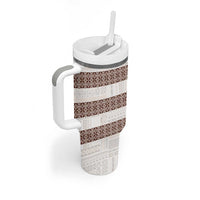 Samoa Siapo Brown Trimmed Tumbler With Handle Samoa White Sunday - Polynesian Pride