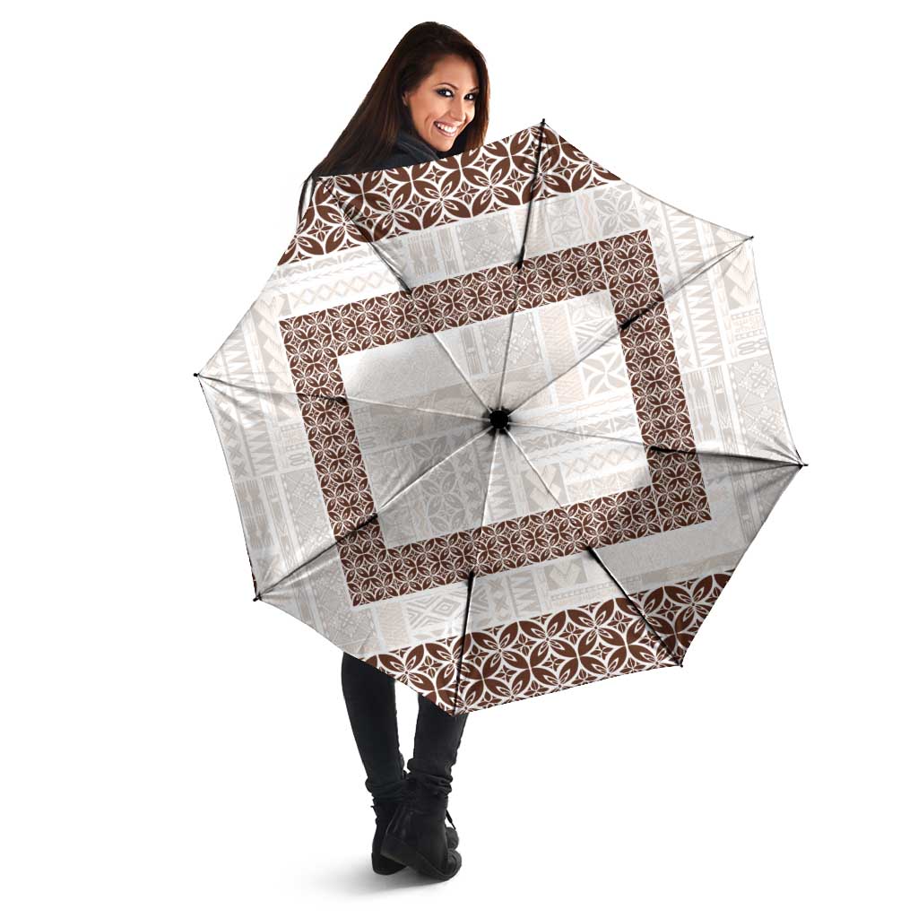 Samoa Siapo Brown Trimmed Umbrella Samoa White Sunday - Polynesian Pride