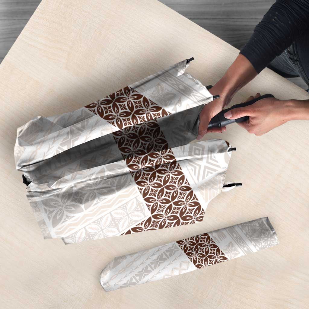 Samoa Siapo Brown Trimmed Umbrella Samoa White Sunday - Polynesian Pride
