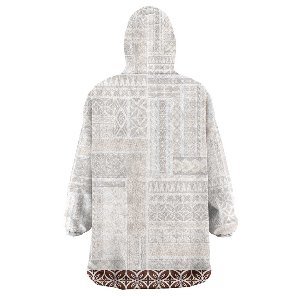 Samoa Siapo Brown Trimmed Wearable Blanket Hoodie Samoa White Sunday - Polynesian Pride