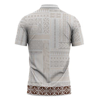 Samoa Siapo Brown Trimmed Zipper Polo Shirt Samoa White Sunday LT01 - Polynesian Pride