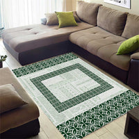 Samoa Siapo Green Trimmed Area Rug Samoa White Sunday - Polynesian Pride