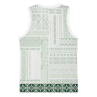 Samoa Siapo Green Trimmed Basketball Jersey Samoa White Sunday LT01 - Polynesian Pride
