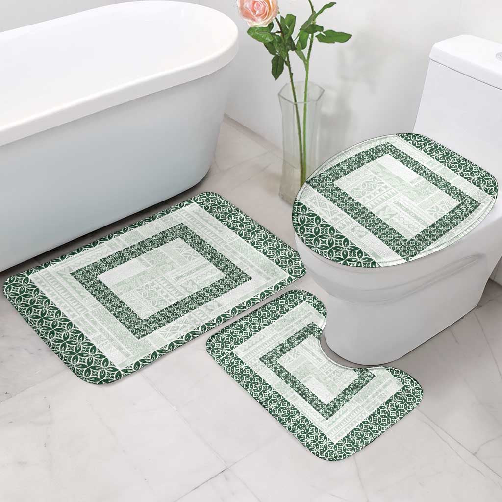 Samoa Siapo Green Trimmed Bathroom Set Samoa White Sunday - Polynesian Pride