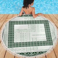 Samoa Siapo Green Trimmed Beach Blanket Samoa White Sunday - Polynesian Pride