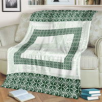 Samoa Siapo Green Trimmed Blanket Samoa White Sunday - Polynesian Pride