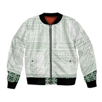 Samoa Siapo Green Trimmed Bomber Jacket Samoa White Sunday - Polynesian Pride