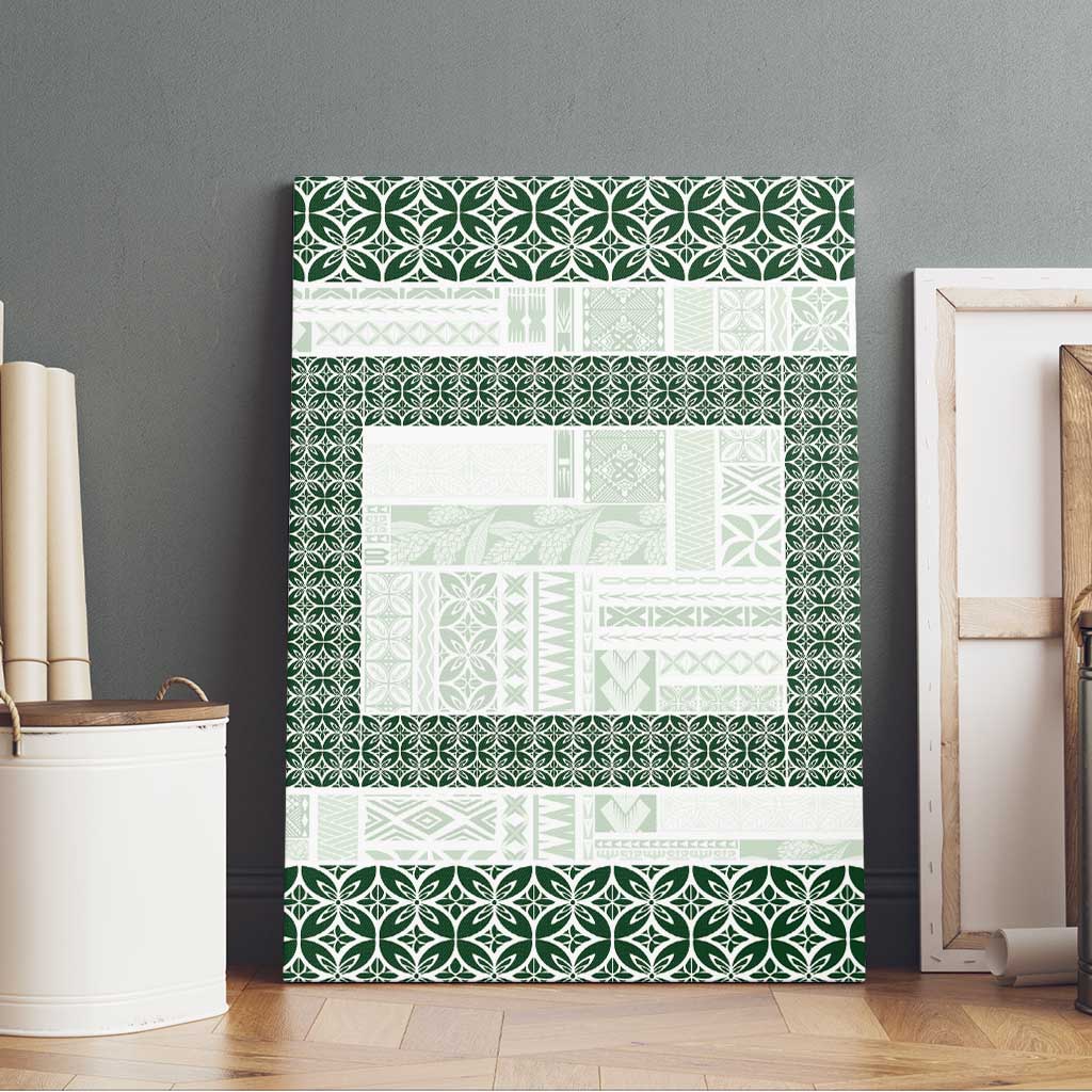 Samoa Siapo Green Trimmed Canvas Wall Art Samoa White Sunday - Polynesian Pride