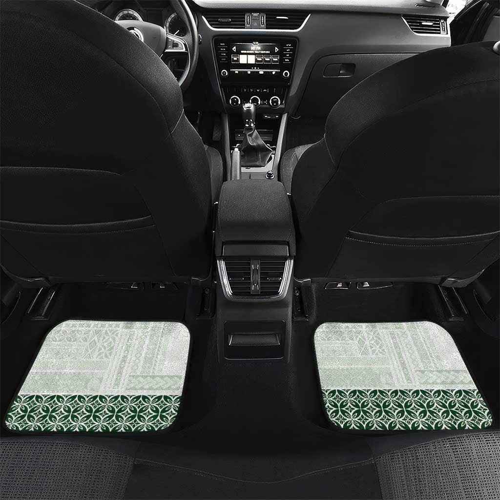 Samoa Siapo Green Trimmed Car Mats Samoa White Sunday - Polynesian Pride