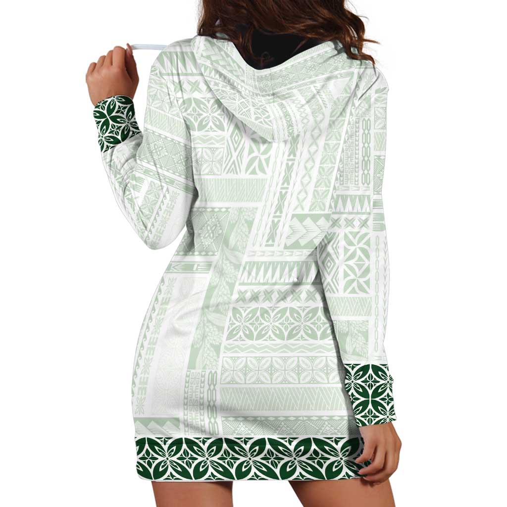 Samoa Siapo Green Trimmed Hoodie Dress Samoa White Sunday - Polynesian Pride
