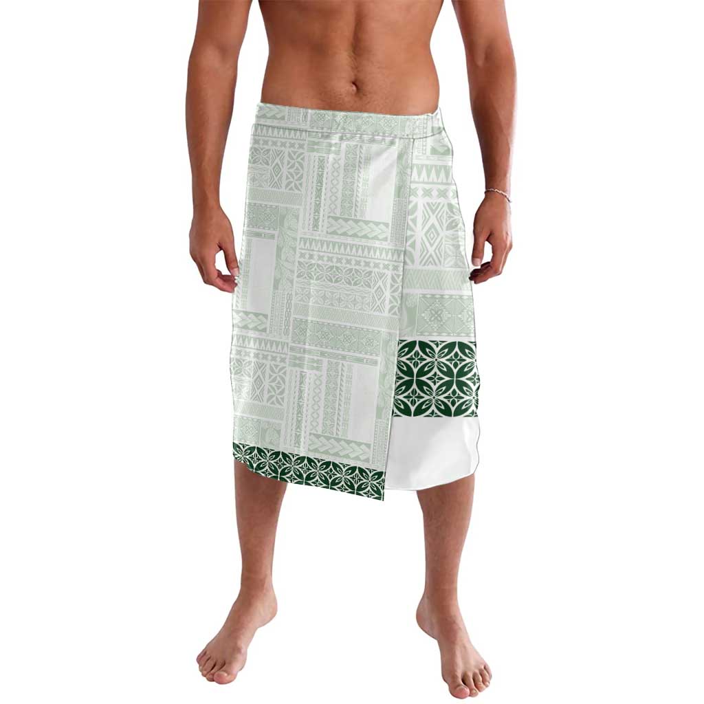 Samoa Siapo Green Trimmed Lavalava Samoa White Sunday - Polynesian Pride