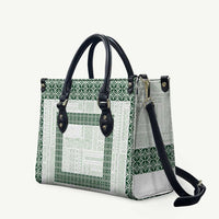 Samoa Siapo Green Trimmed Leather Bag Samoa White Sunday - Polynesian Pride