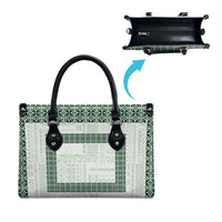 Samoa Siapo Green Trimmed Leather Bag Samoa White Sunday - Polynesian Pride