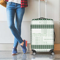 Samoa Siapo Green Trimmed Luggage Cover Samoa White Sunday - Polynesian Pride
