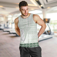 Samoa Siapo Green Trimmed Men Tank Top Samoa White Sunday - Polynesian Pride