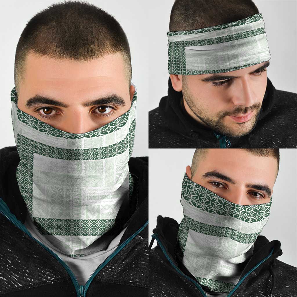 Samoa Siapo Green Trimmed Neck Gaiter Samoa White Sunday - Polynesian Pride