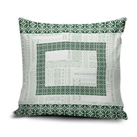 Samoa Siapo Green Trimmed Pillow Cover Samoa White Sunday - Polynesian Pride