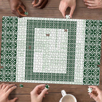 Samoa Siapo Green Trimmed Puzzle Samoa White Sunday LT01 - Polynesian Pride