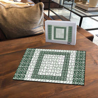 Samoa Siapo Green Trimmed Puzzle Samoa White Sunday LT01 - Polynesian Pride
