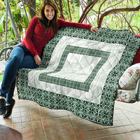 Samoa Siapo Green Trimmed Quilt Samoa White Sunday - Polynesian Pride
