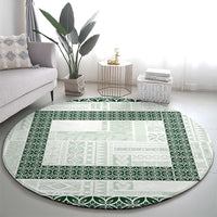 Samoa Siapo Green Trimmed Round Carpet Samoa White Sunday - Polynesian Pride
