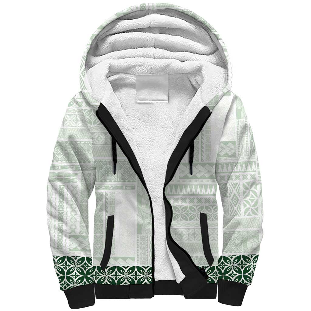Samoa Siapo Green Trimmed Sherpa Hoodie Samoa White Sunday - Polynesian Pride