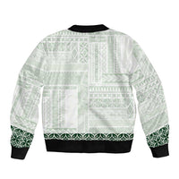 Samoa Siapo Green Trimmed Sleeve Zip Bomber Jacket Samoa White Sunday - Polynesian Pride