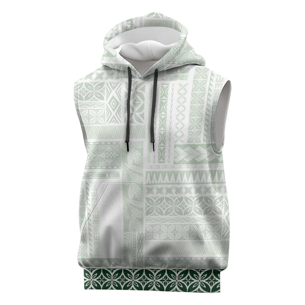 Samoa Siapo Green Trimmed Sleeveless Hoodie Samoa White Sunday LT01 Green - Polynesian Pride