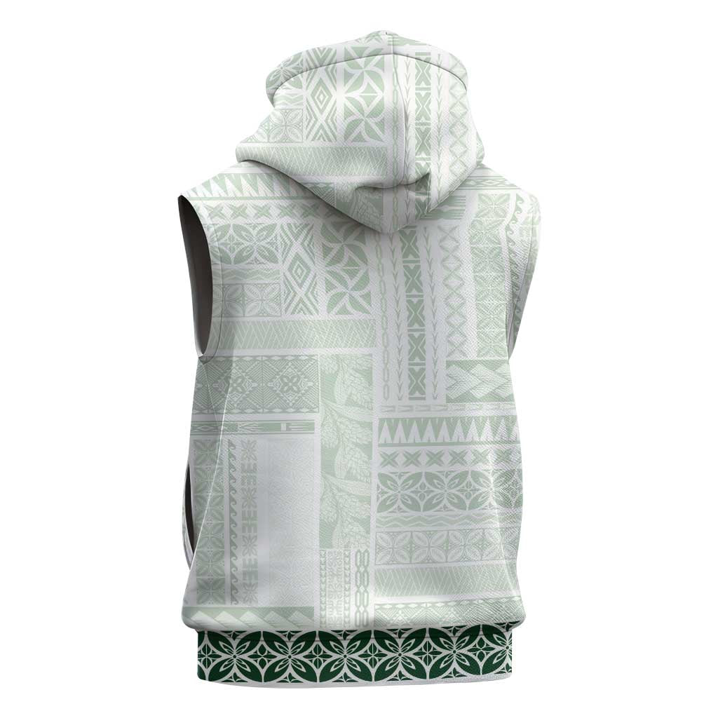 Samoa Siapo Green Trimmed Sleeveless Hoodie Samoa White Sunday LT01 - Polynesian Pride