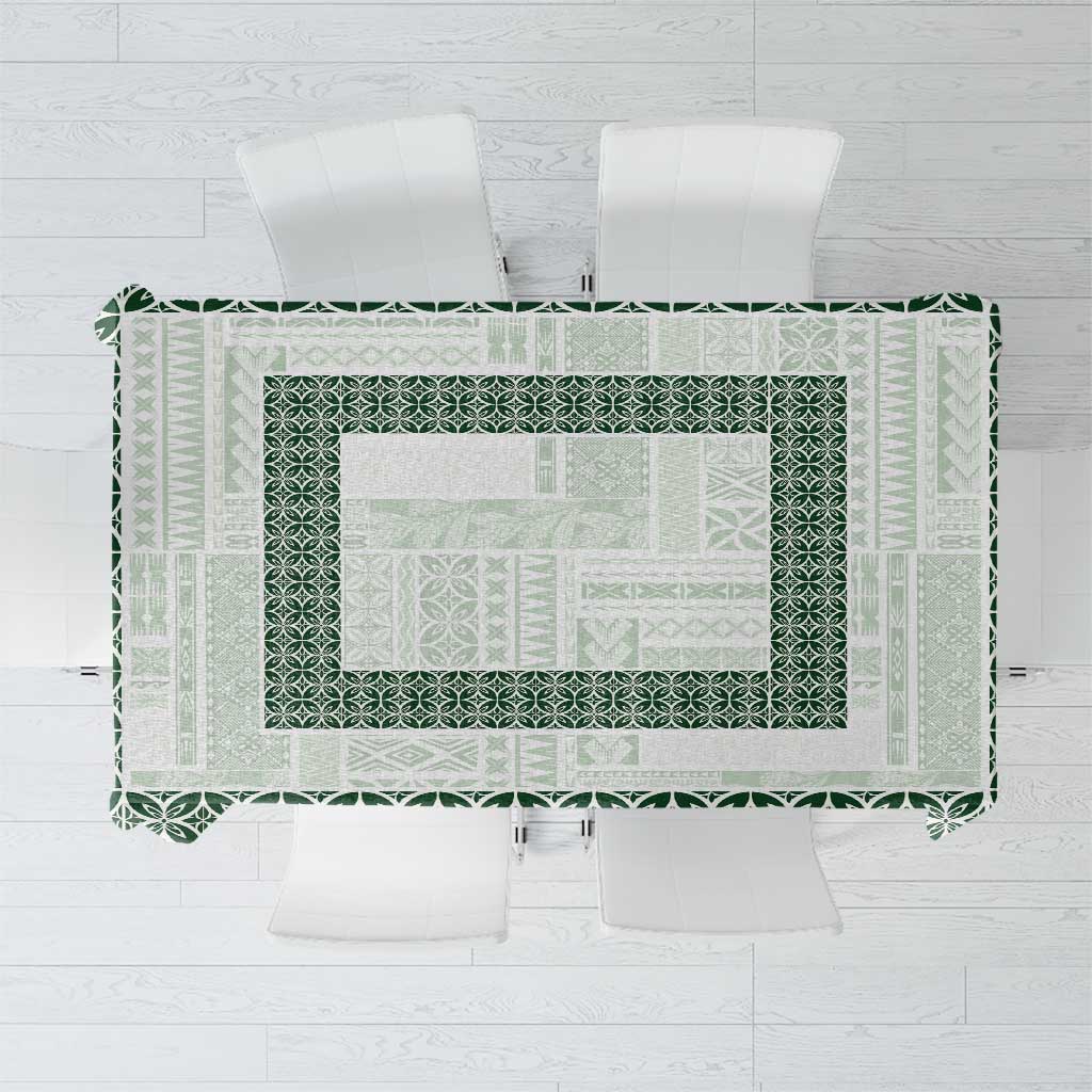 Samoa Siapo Green Trimmed Tablecloth Samoa White Sunday - Polynesian Pride