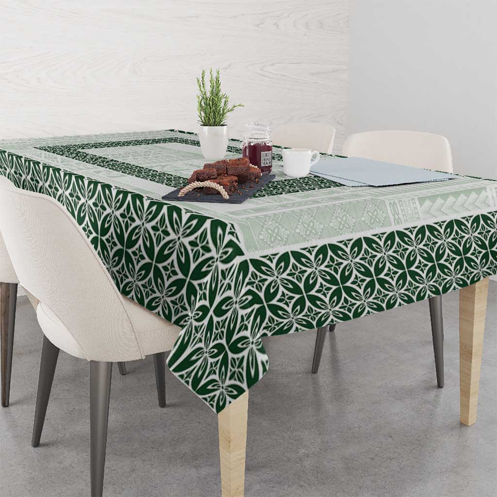 Samoa Siapo Green Trimmed Tablecloth Samoa White Sunday - Polynesian Pride