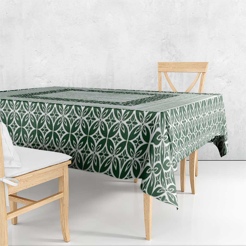 Samoa Siapo Green Trimmed Tablecloth Samoa White Sunday - Polynesian Pride