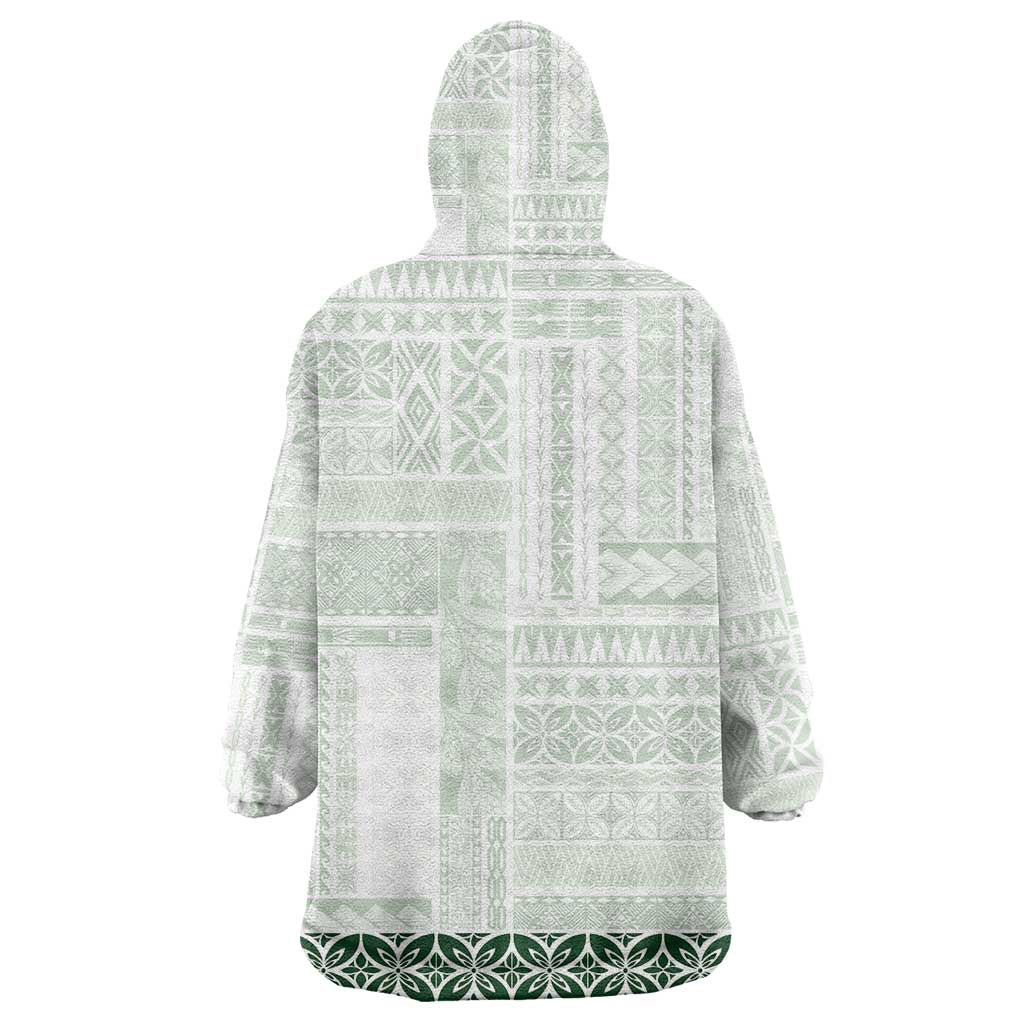 Samoa Siapo Green Trimmed Wearable Blanket Hoodie Samoa White Sunday - Polynesian Pride
