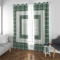 Samoa Siapo Green Trimmed Window Curtain Samoa White Sunday - Polynesian Pride