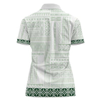 Samoa Siapo Green Trimmed Women Polo Shirt Samoa White Sunday - Polynesian Pride