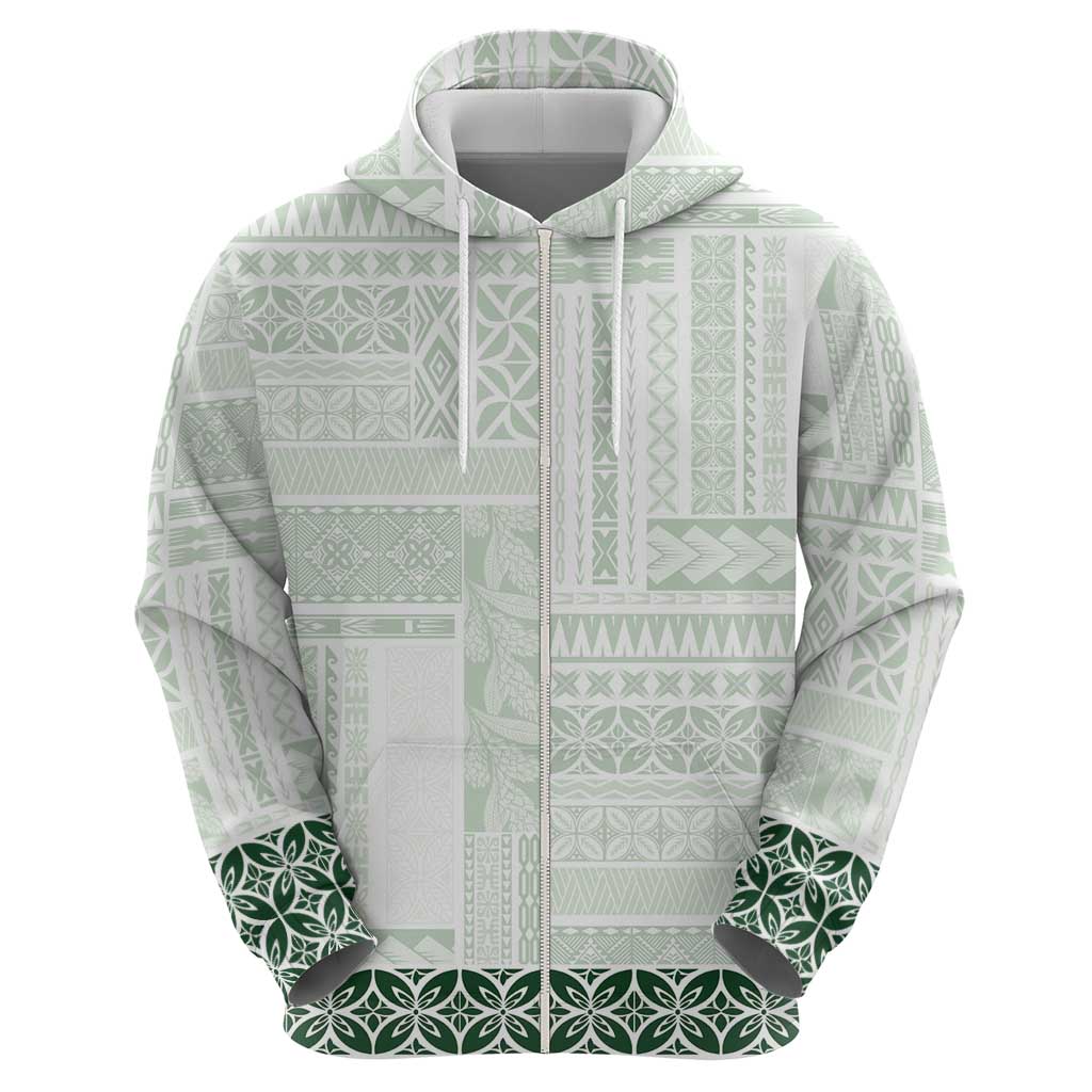 Samoa Siapo Green Trimmed Zip Hoodie Samoa White Sunday - Polynesian Pride