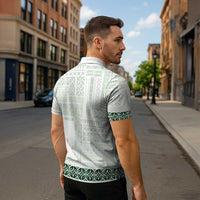 Samoa Siapo Green Trimmed Zipper Polo Shirt Samoa White Sunday LT01 - Polynesian Pride