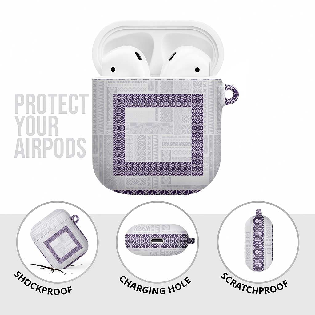 Samoa Siapo Purple Trimmed AirPods Case Samoa White Sunday - Polynesian Pride
